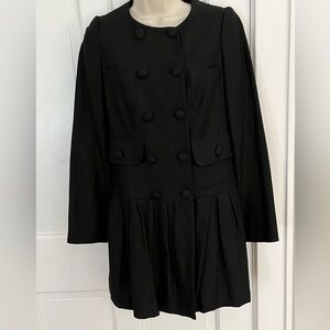 Anthropologie Parameter Black Linen Virgin Wool Blend Coat Jacket Size 2